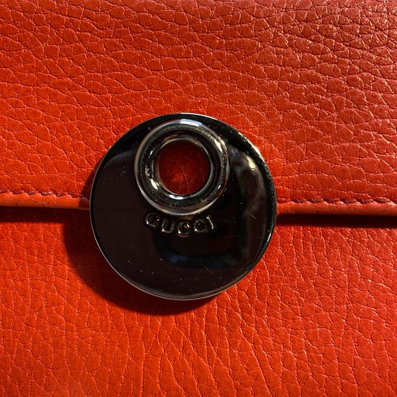 Gucci authentic pre owned reddish/orange pebble leather long wallet - - Picture 2 of 9